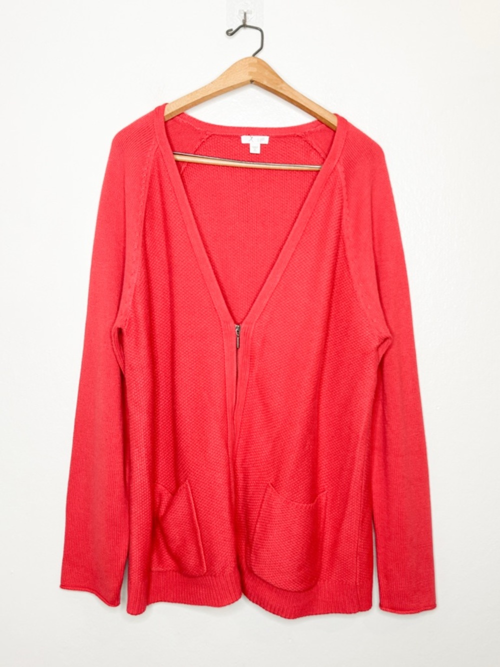 J. Jill Womens Double Zip Front Cotton Blend Knit Cardigan Sweater XL Tall - Picture 2 of 8